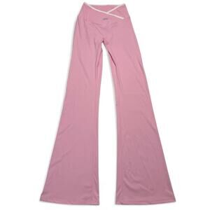 Alo Yoga pink flare leggings with white waistband size small gym low rise